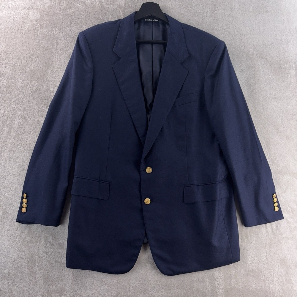 Loro Piana Navy Blue Men's Sport Coat Blazer with Gold Buttons